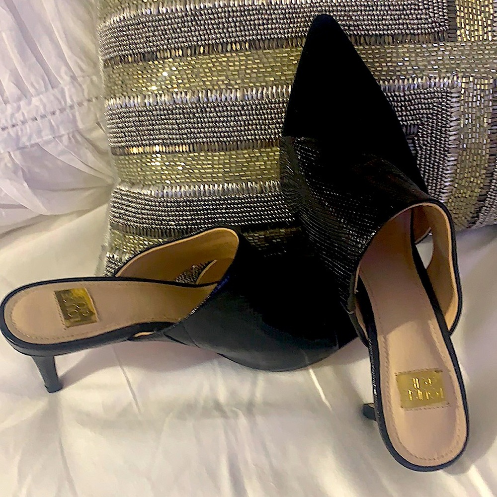Brand new, Black/Leather, kitty heeled mule. - Picture 1 of 9